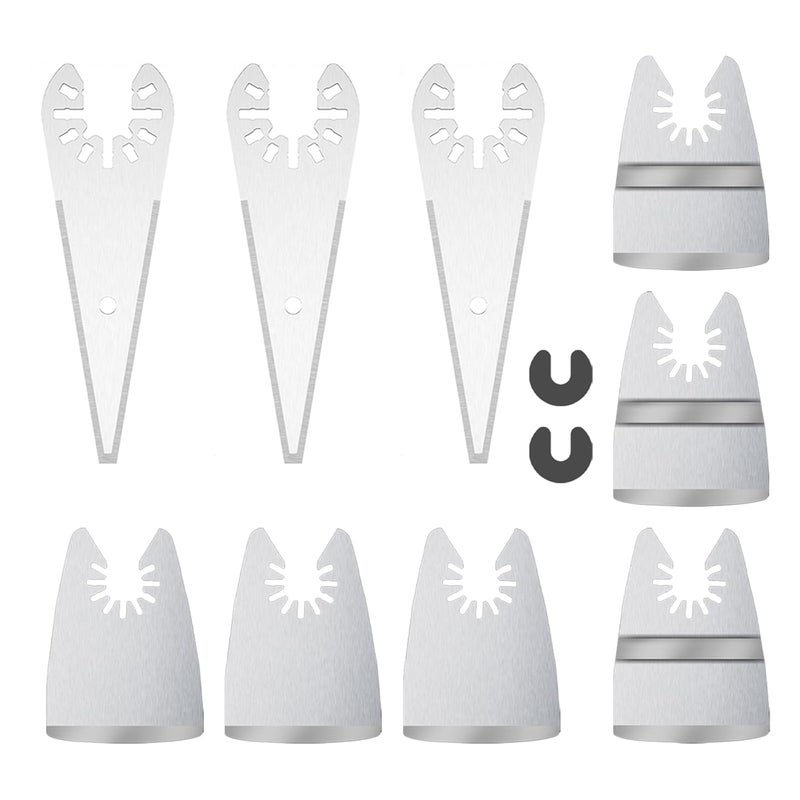 BBYPP 9pcs Oscillating Scraper Blades for caulk adhesive sealant removal, Universal Multi tool Quick Release, 3pcs Rigid Scraper, 3pcs Flexible Scraper, 3pcs tapered scraper - Image 1